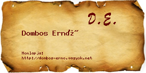 Dombos Ernő névjegykártya